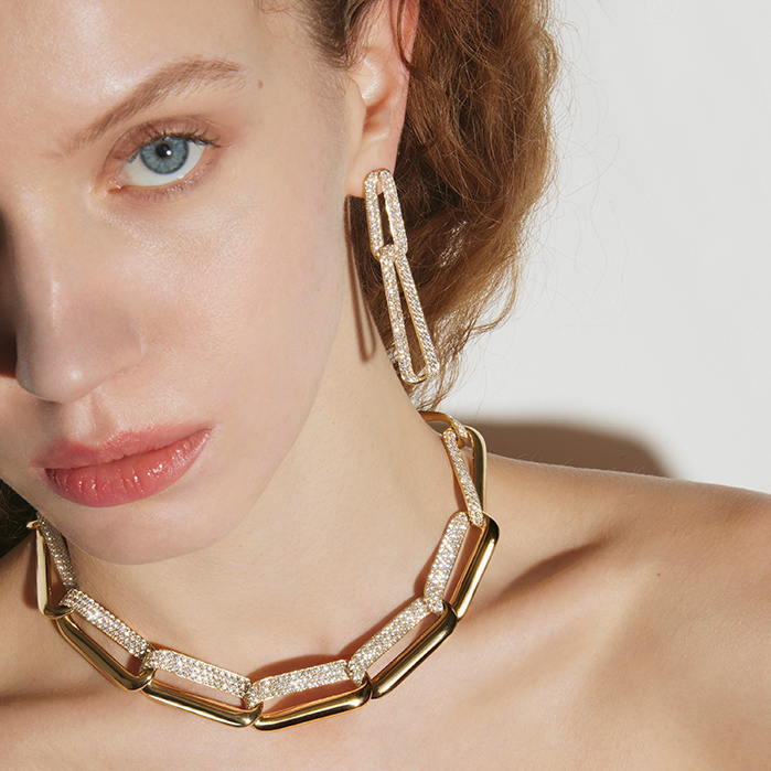 INSIDE/OUT Diamond Link Necklace in 18K Rose Gold