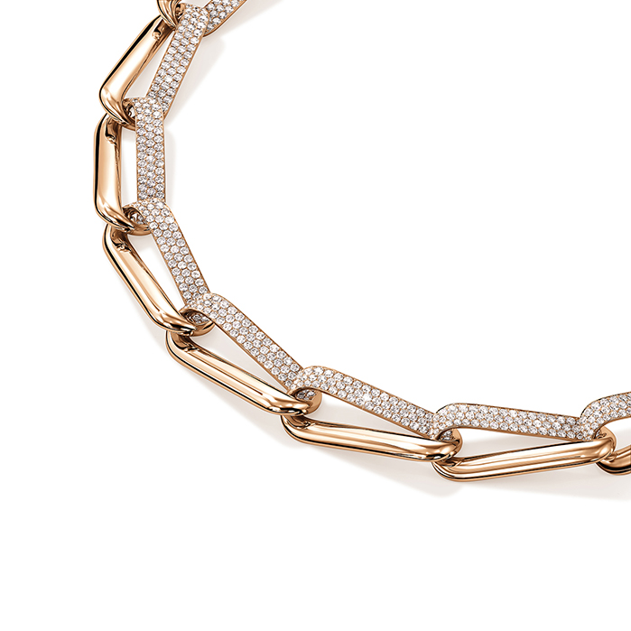 INSIDE/OUT Diamond Link Necklace in 18K Rose Gold