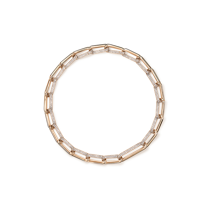 8.9 ctw. INSIDE/OUT Elongated Diamond Link Necklace in 18K Rose Gold