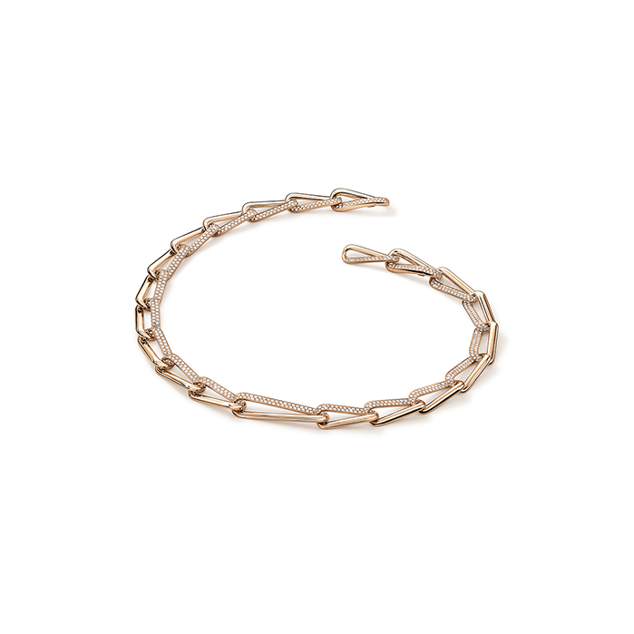8.9 ctw. INSIDE/OUT Elongated Diamond Link Necklace in 18K Rose Gold