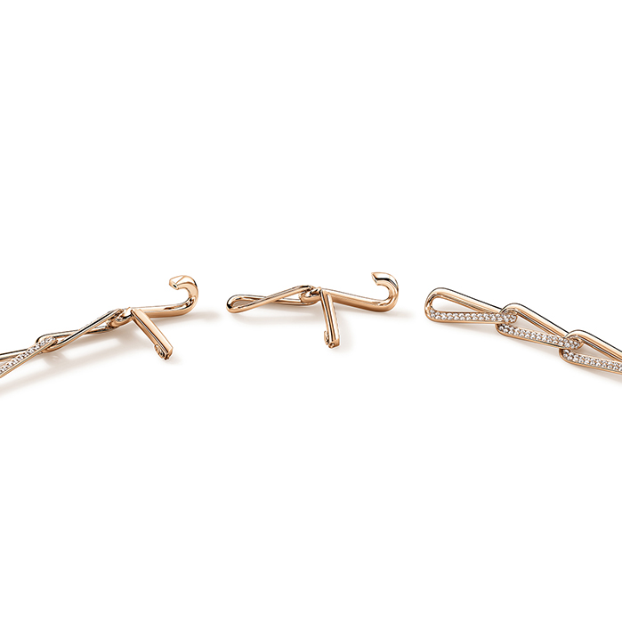 8.9 ctw. INSIDE/OUT Elongated Diamond Link Necklace in 18K Rose Gold