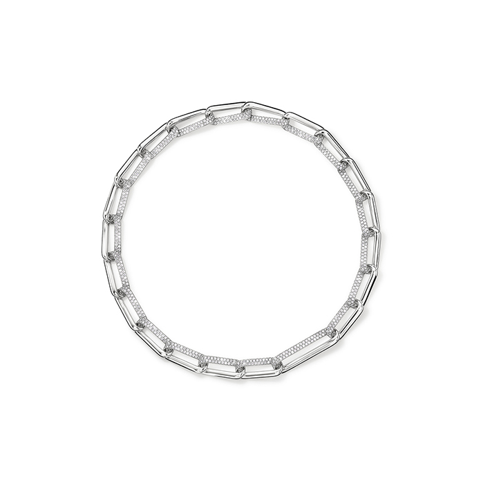 8.9 ctw. INSIDE/OUT Elongated Diamond Link Necklace in 18K White Gold