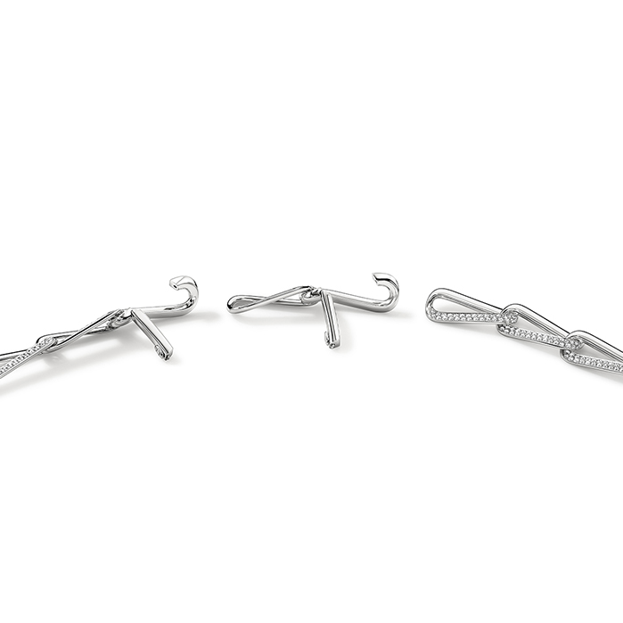 8.9 ctw. INSIDE/OUT Elongated Diamond Link Necklace in 18K White Gold