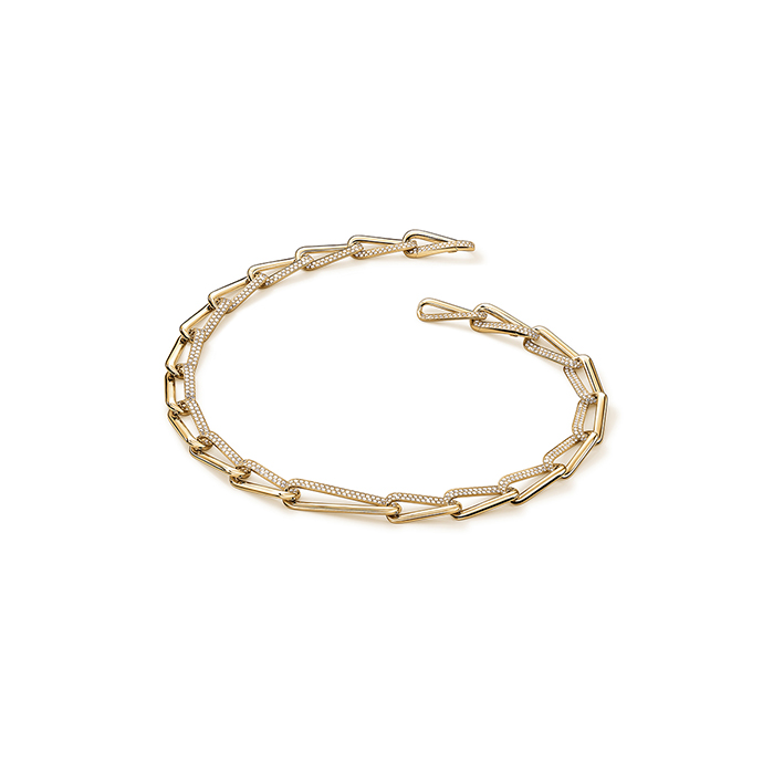 8.9 ctw. INSIDE/OUT Elongated Diamond Link Necklace in 18K Yellow Gold