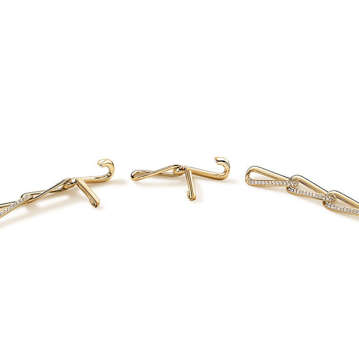 8.9 ctw. INSIDE/OUT Elongated Diamond Link Necklace in 18K Yellow Gold