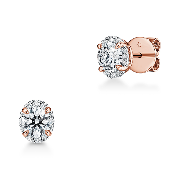 1.05 ctw. Ellipse Diamond Earrings in 18K Rose Gold and Platinum