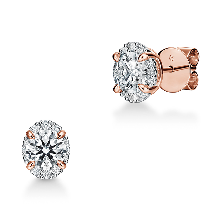 1.55 ctw. Ellipse Diamond Earrings in 18K Rose Gold and Platinum