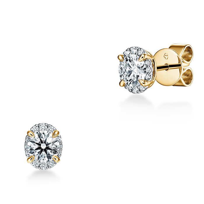 0.75 ctw. Ellipse Diamond Earrings in 18K Yellow Gold and Platinum