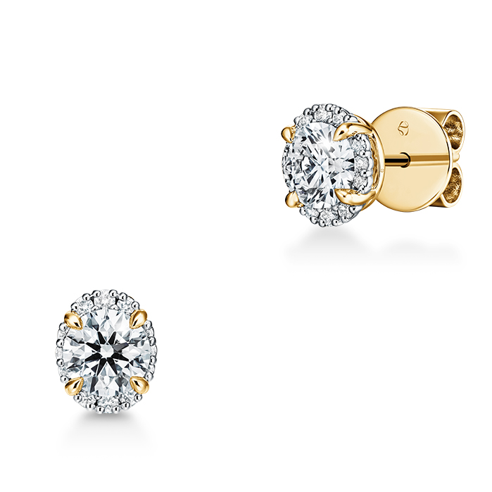 1.05 ctw. Ellipse Diamond Earrings in 18K Yellow Gold and Platinum