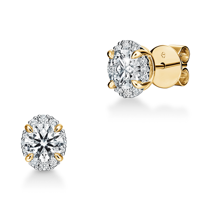 1.55 ctw. Ellipse Diamond Earrings in 18K Yellow Gold and Platinum