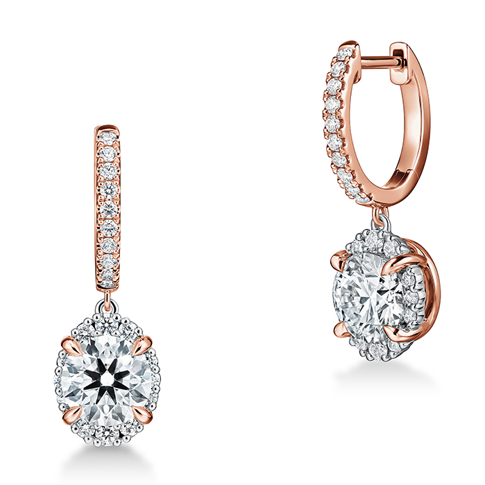 1.65 ctw. Ellipse Diamond Leverback Earrings in 18K Rose Gold and Platinum
