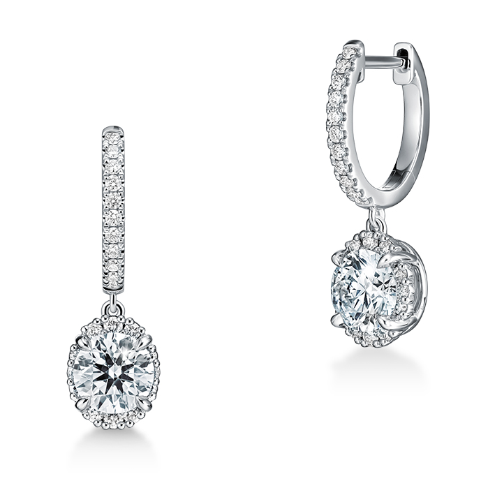 1.15 ctw. Ellipse Diamond Leverback Earrings in 18K White Gold