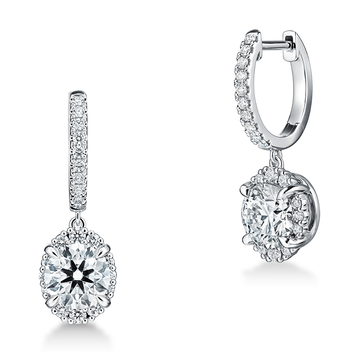 1.65 ctw. Ellipse Diamond Leverback Earrings in 18K White Gold