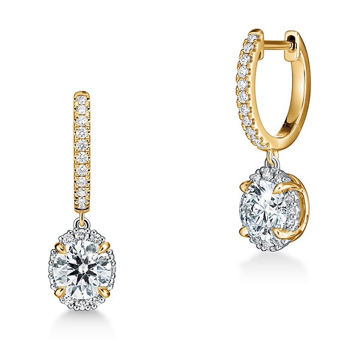 1.15 ctw. Ellipse Diamond Leverback Earrings in 18K Yellow Gold and Platinum