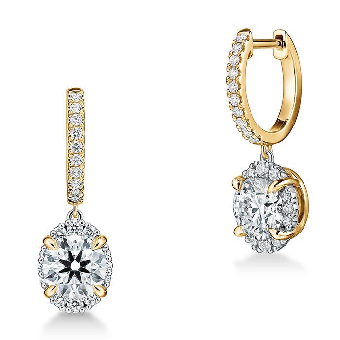 1.65 ctw. Ellipse Diamond Leverback Earrings in 18K Yellow Gold and Platinum