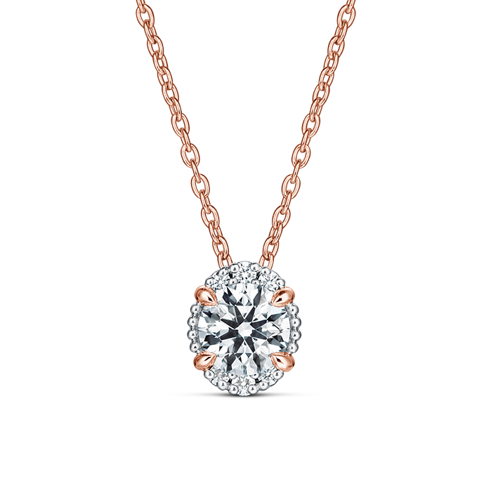 0.25 ctw. Ellipse Diamond Pendant in 18K Rose Gold and Platinum