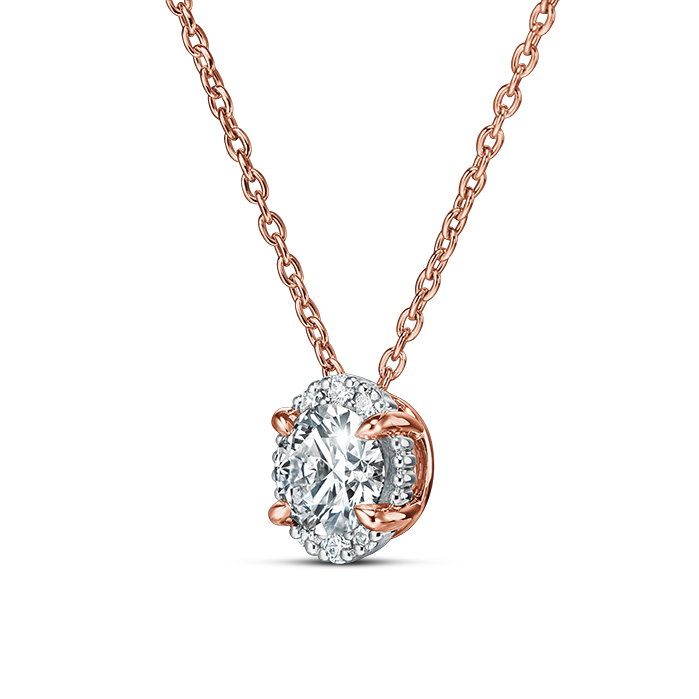 0.25 ctw. Ellipse Diamond Pendant in 18K Rose Gold and Platinum