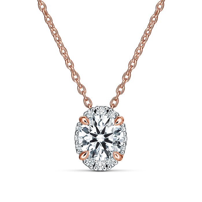 0.35 ctw. Ellipse Diamond Pendant in 18K Rose Gold and Platinum