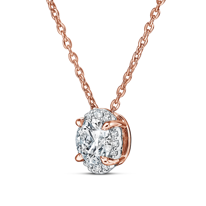 0.35 ctw. Ellipse Diamond Pendant in 18K Rose Gold and Platinum