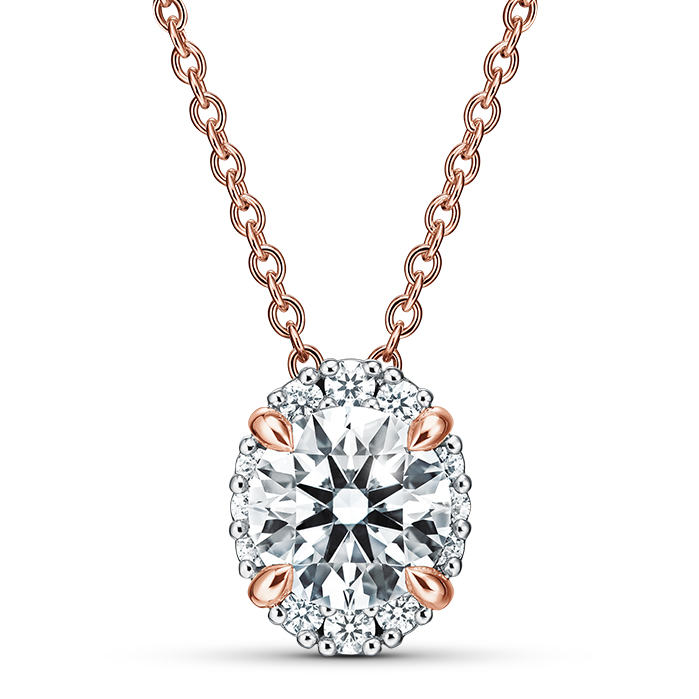 1.2 ctw. Ellipse Diamond Pendant in 18K Rose Gold and Platinum