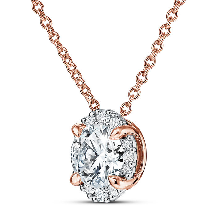 1.2 ctw. Ellipse Diamond Pendant in 18K Rose Gold and Platinum