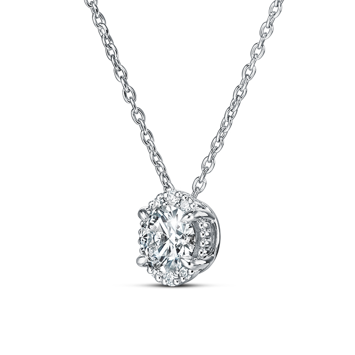 0.25 ctw. Ellipse Diamond Pendant in 18K White Gold
