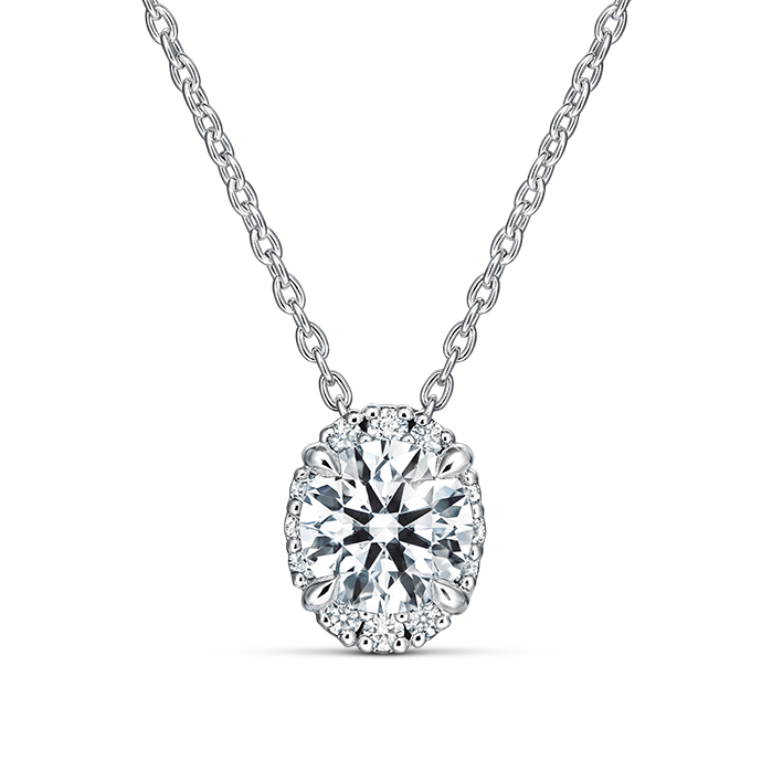 0.35 ctw. Ellipse Diamond Pendant in 18K White Gold