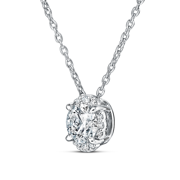 0.35 ctw. Ellipse Diamond Pendant in 18K White Gold