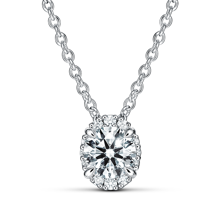 0.55 ctw. Ellipse Diamond Pendant in 18K White Gold