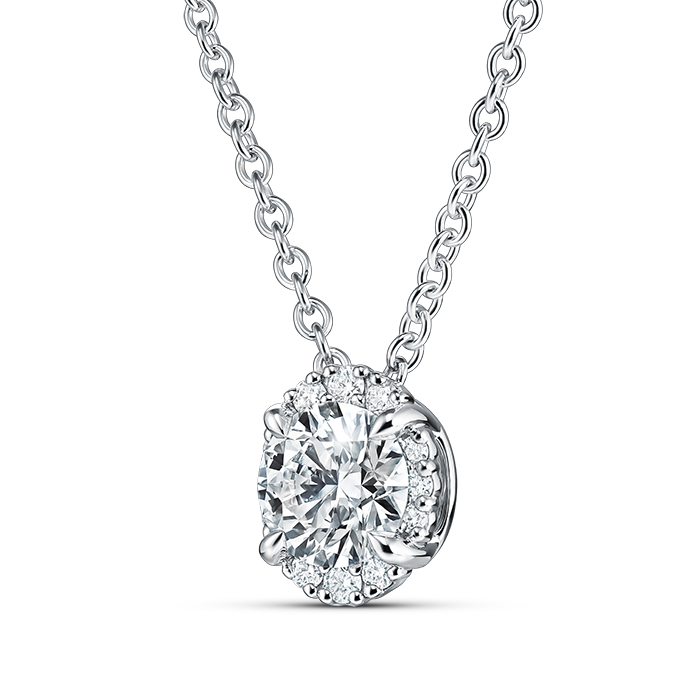 0.55 ctw. Ellipse Diamond Pendant in 18K White Gold