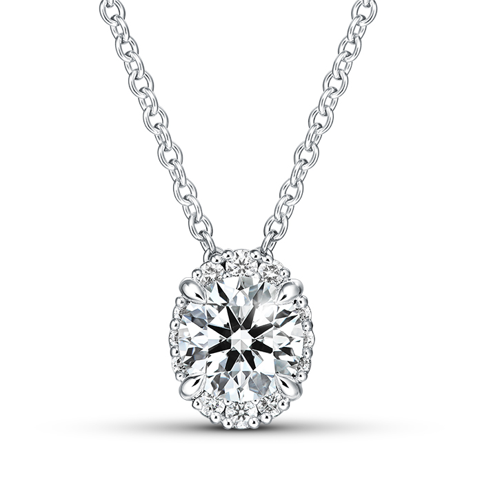 0.75 ctw. Ellipse Diamond Pendant in 18K White Gold