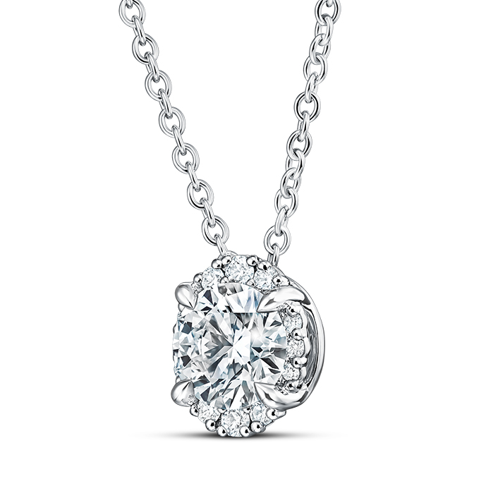 0.75 ctw. Ellipse Diamond Pendant in 18K White Gold