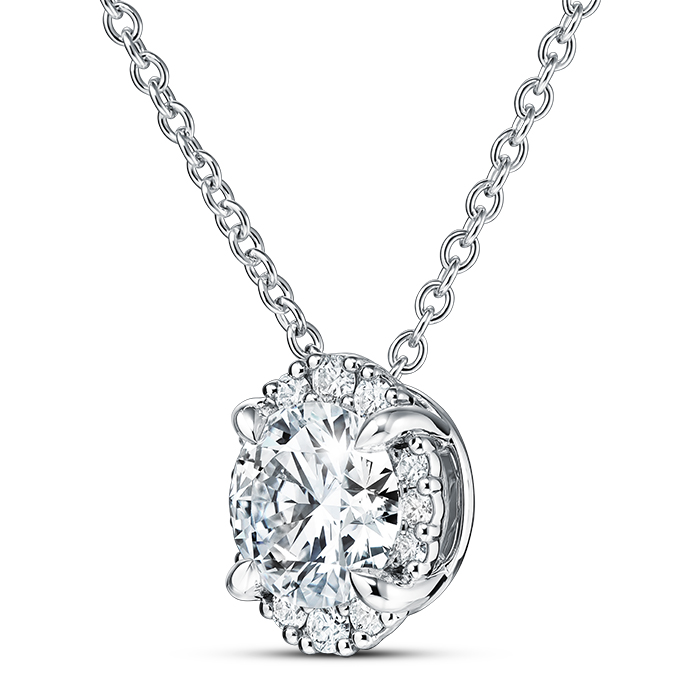 1.2 ctw. Ellipse Diamond Pendant in 18K White Gold