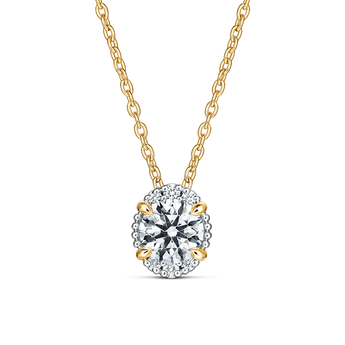 0.25 ctw. Ellipse Diamond Pendant in 18K Yellow Gold and Platinum