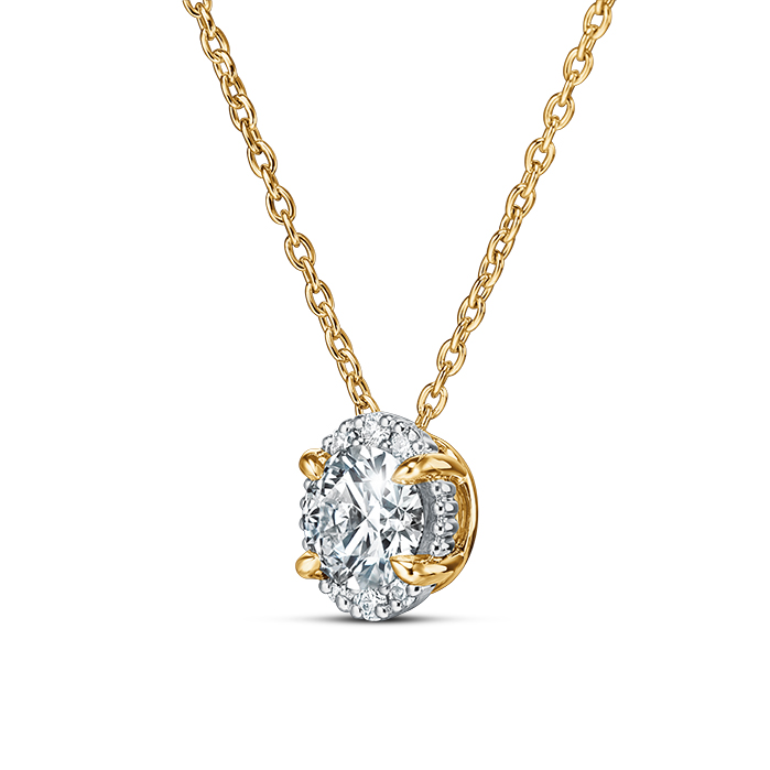 0.25 ctw. Ellipse Diamond Pendant in 18K Yellow Gold and Platinum