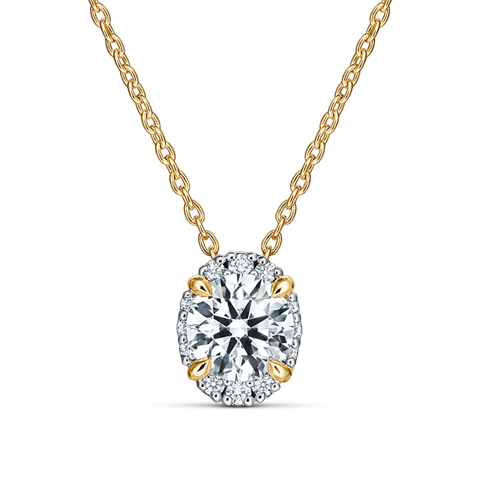 0.35 ctw. Ellipse Diamond Pendant in 18K Yellow Gold and Platinum