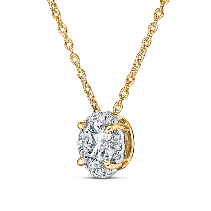 0.35 ctw. Ellipse Diamond Pendant in 18K Yellow Gold and Platinum