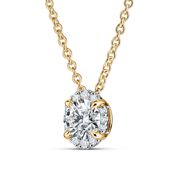 0.55 ctw. Ellipse Diamond Pendant in 18K Yellow Gold and Platinum