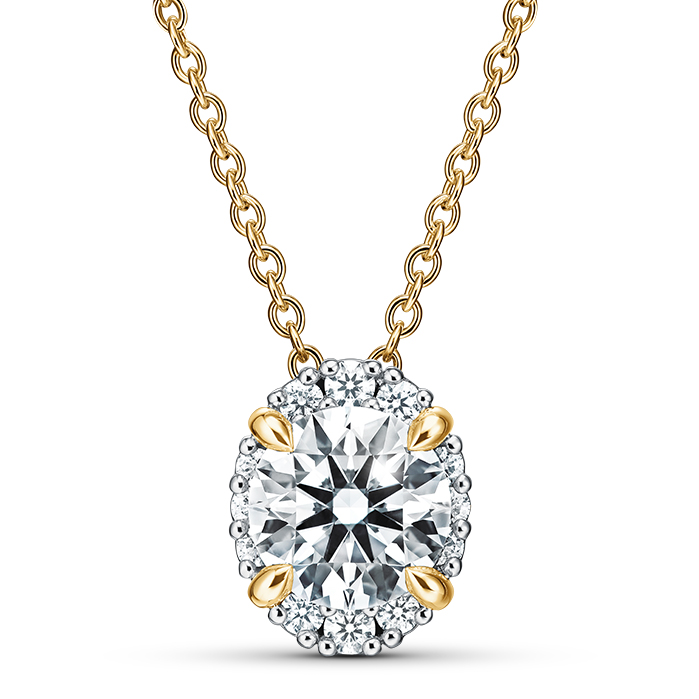1.2 ctw. Ellipse Diamond Pendant in 18K Yellow Gold and Platinum