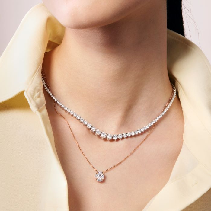 1.2 ctw. Ellipse Diamond Pendant in 18K Yellow Gold and Platinum