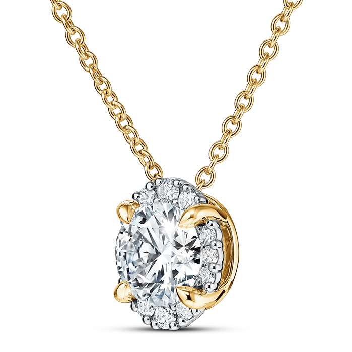 1.2 ctw. Ellipse Diamond Pendant in 18K Yellow Gold and Platinum
