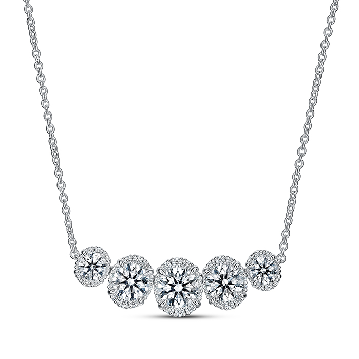 2.45 ctw. Ellipse Diamond Necklace in 18K Rose Gold and Platinum