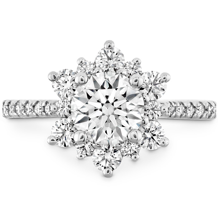 0.58 ctw. Delight Lady Di Halo Engagement Ring with Diamond Band in Platinum