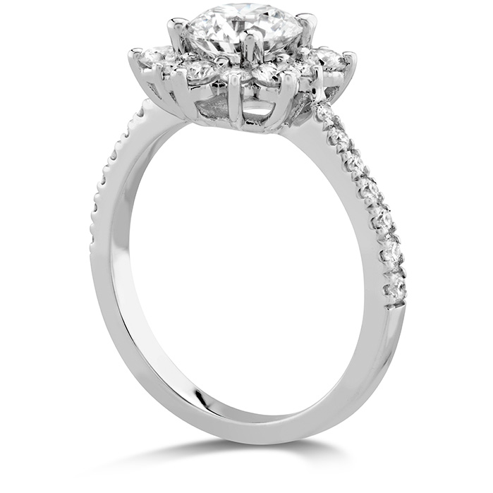 0.58 ctw. Delight Lady Di Halo Engagement Ring with Diamond Band in Platinum