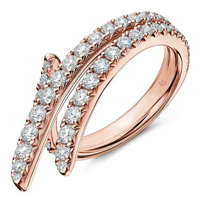 1.3 ctw. Vela Triple Row PavÃ© Ring in 18K Rose Gold