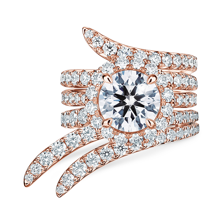 1.3 ctw. Vela Triple Row PavÃ© Ring in 18K Rose Gold