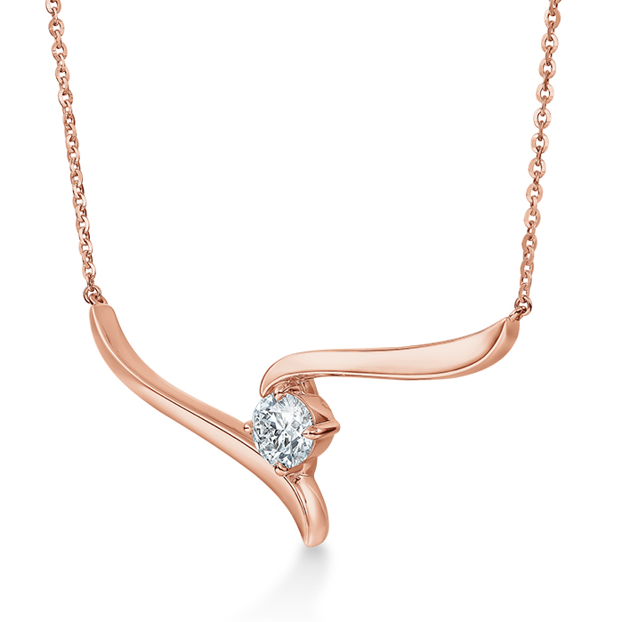0.5 ctw. Vela Solitaire Crossover Pendant in 18K Rose Gold