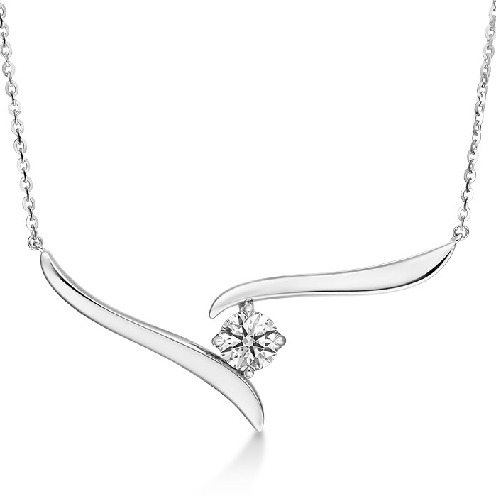 0.5 ctw. Vela Solitaire Crossover Pendant in 18K White Gold