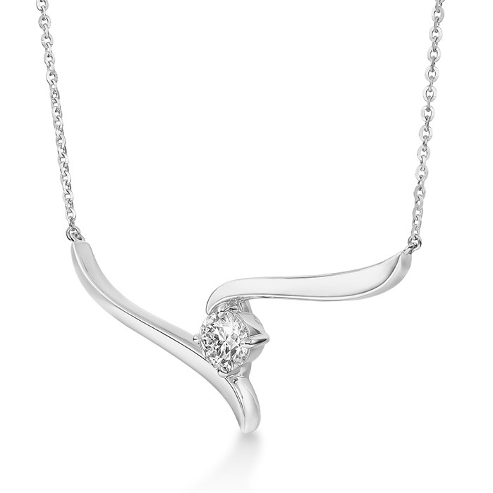 0.5 ctw. Vela Solitaire Crossover Pendant in 18K White Gold