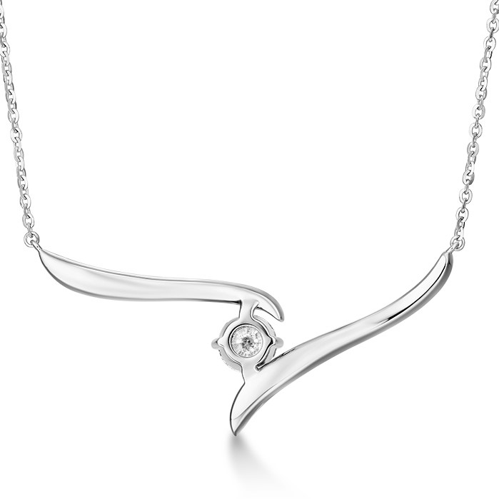 0.5 ctw. Vela Solitaire Crossover Pendant in 18K White Gold